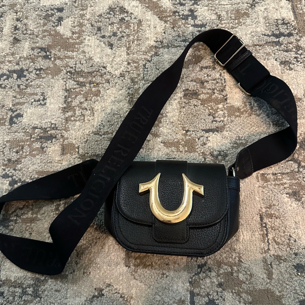 True Religion Black Bag with Gold Accent